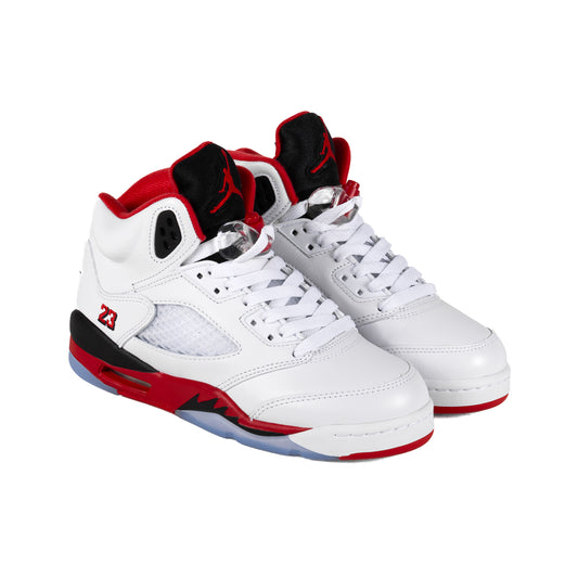 Nike Air Jordan 5 Retro OG "Black Tongue" (GS) White/Fire Red/Black HQ7980-101