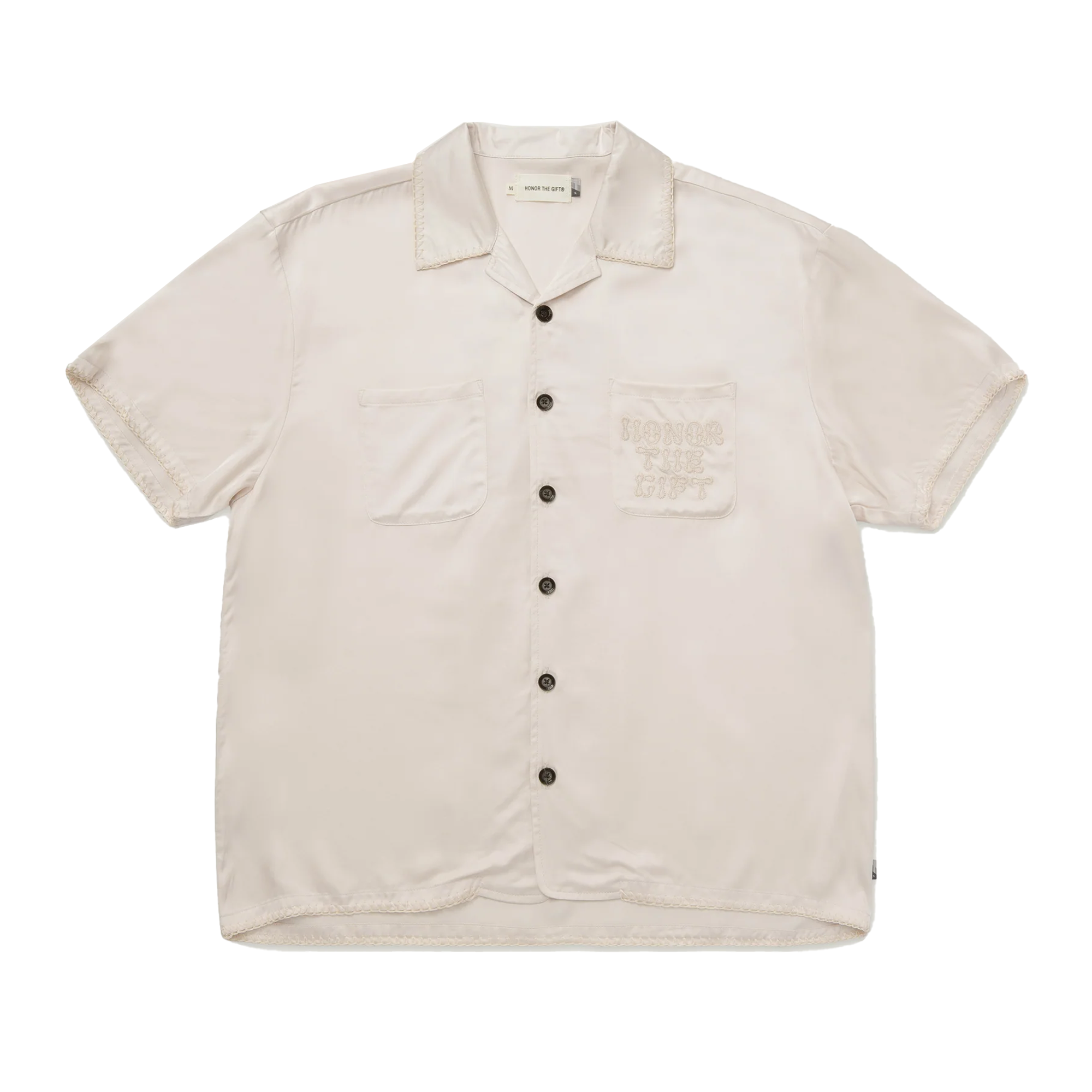 Honor The Gift Blanket Stitch Woven Shirt Bone