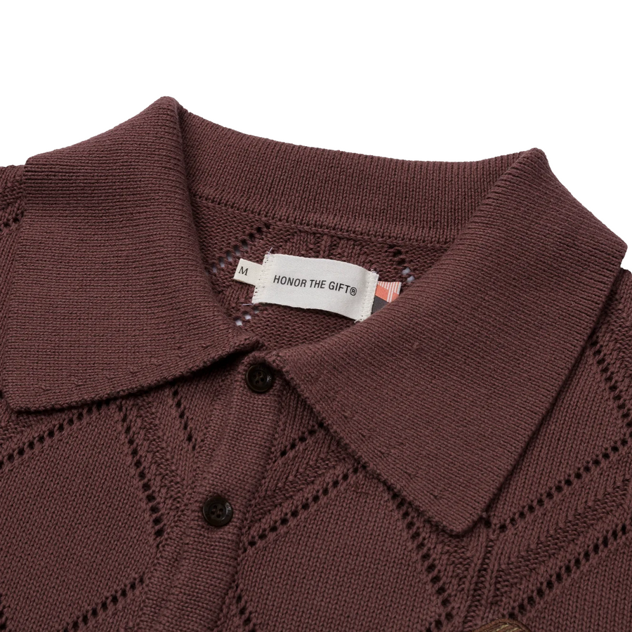 Honor The Gift Diamond Knit Polo Brown