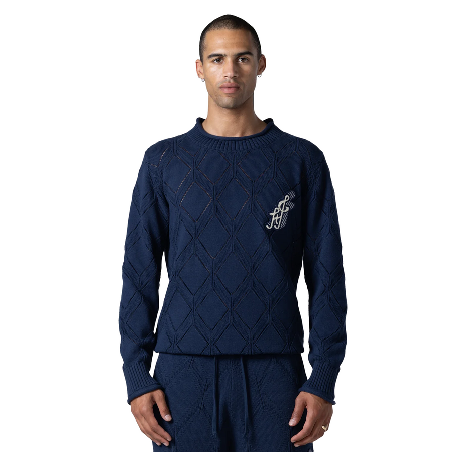 Honor The Gift Diamond Knit Sweater Navy