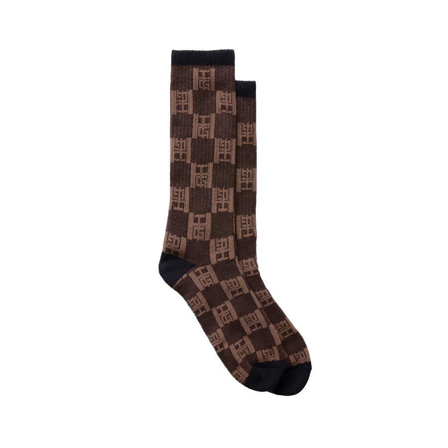 Honor The Gift Monogram Ribbed Sock Brown