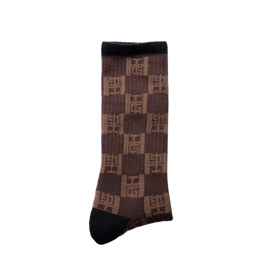 Honor The Gift Monogram Ribbed Sock Brown