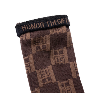 Honor The Gift Monogram Ribbed Sock Brown