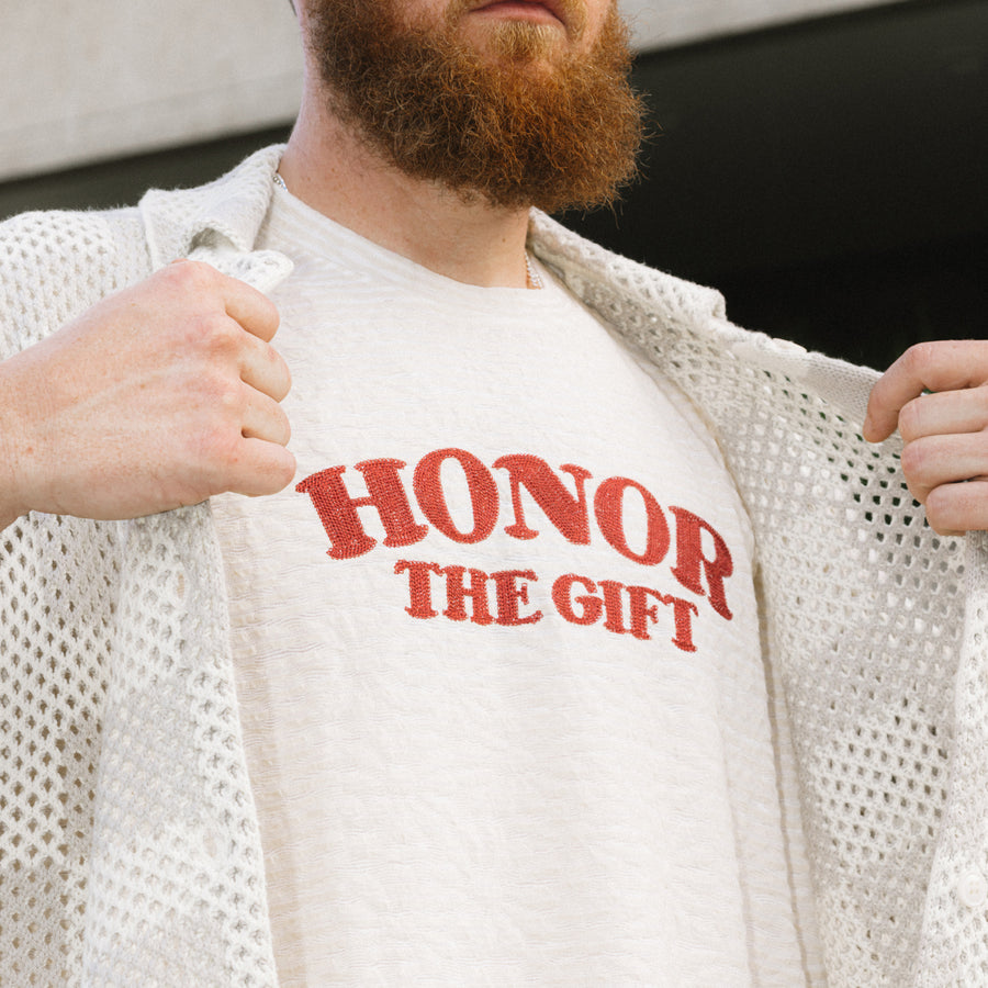 Honor The Gift Stripe Box T-Shirt Bone