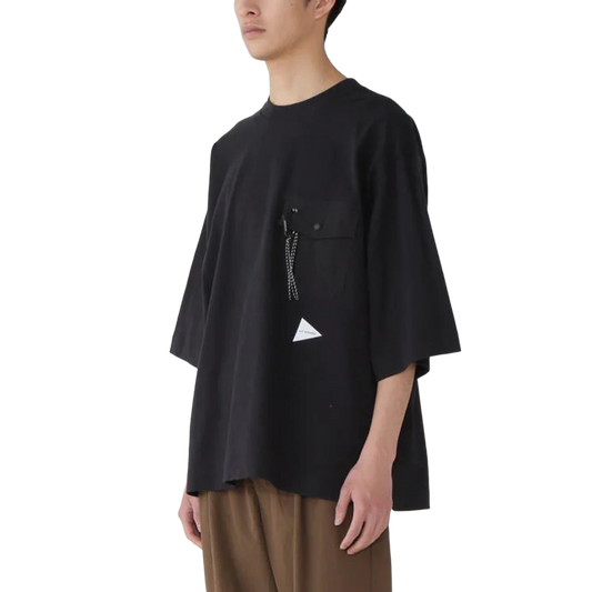 and wander Heavy Cotton Pocket Hs Tee Black