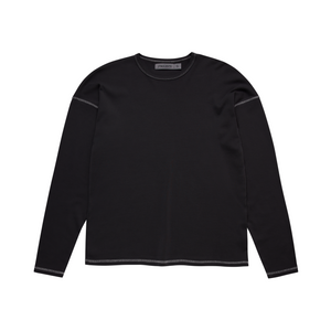 Pseushi Heavy Rib Knit Long Sleeve Tee Black