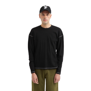 Pseushi Heavy Rib Knit Long Sleeve Tee Black