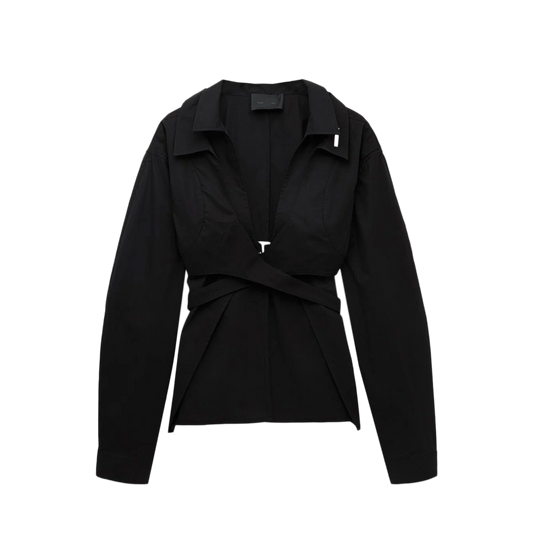 Heliot Emil Women's Duplex Double Collar Shirt Black