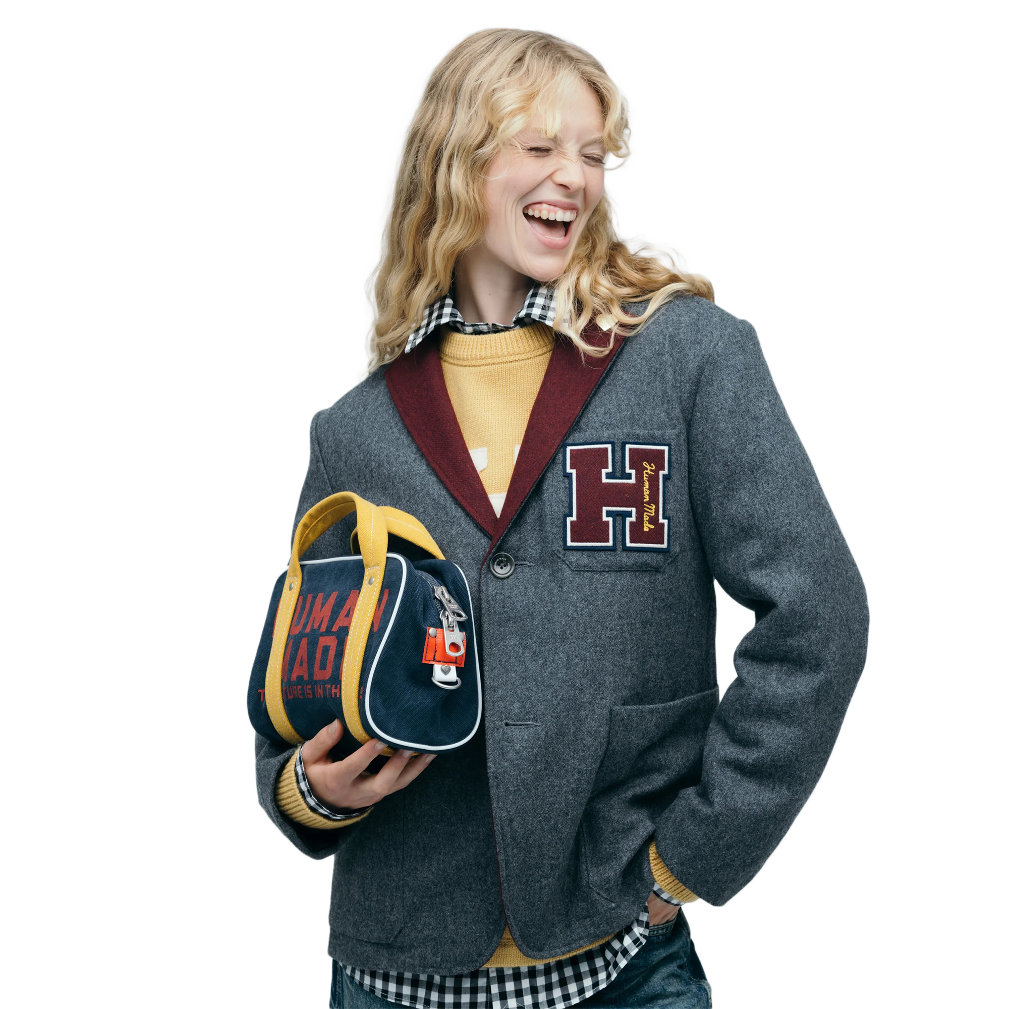 Human Made Canvas Boston Bag Small Navy HM30GD056