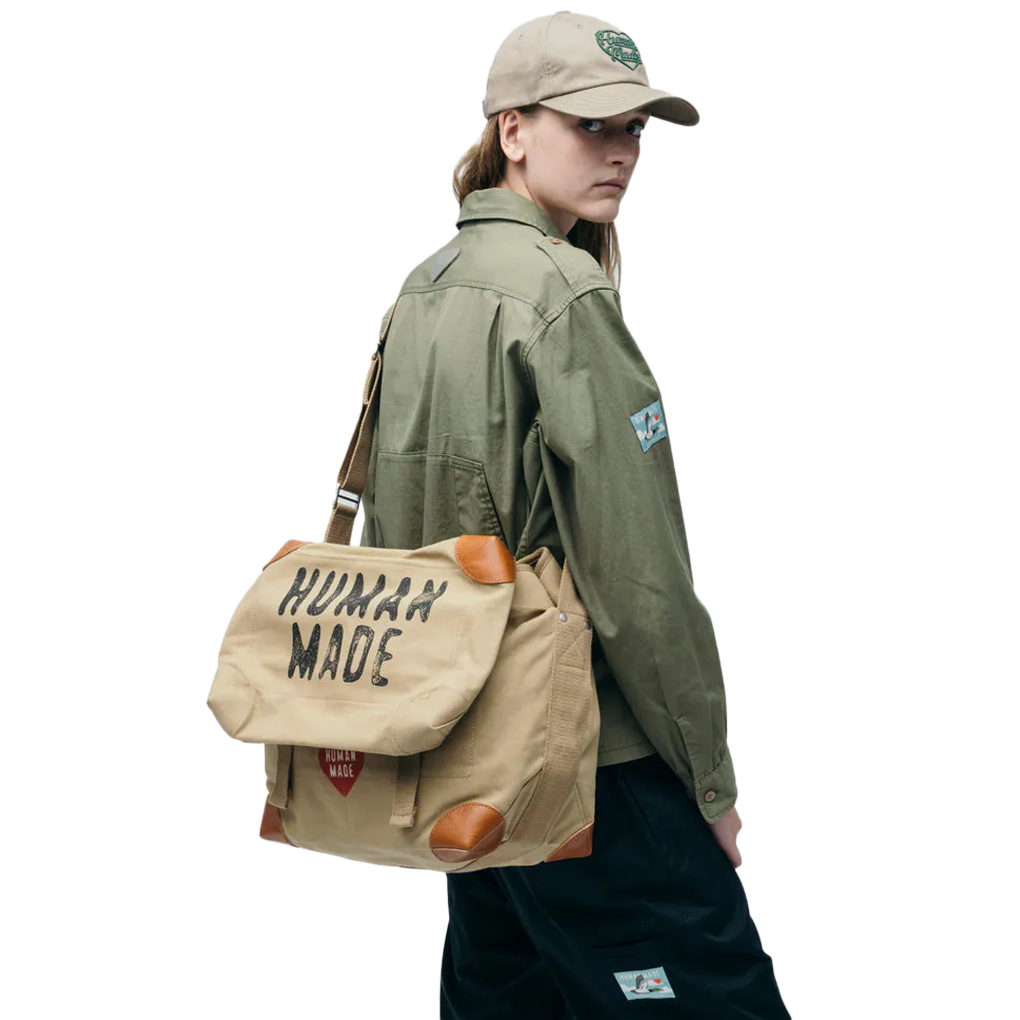 Human Made Canvas Shoulder Bag Brown HM30GD038