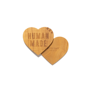 Human Made Heart Wood Coaster Set 2P Beige HM27GD076