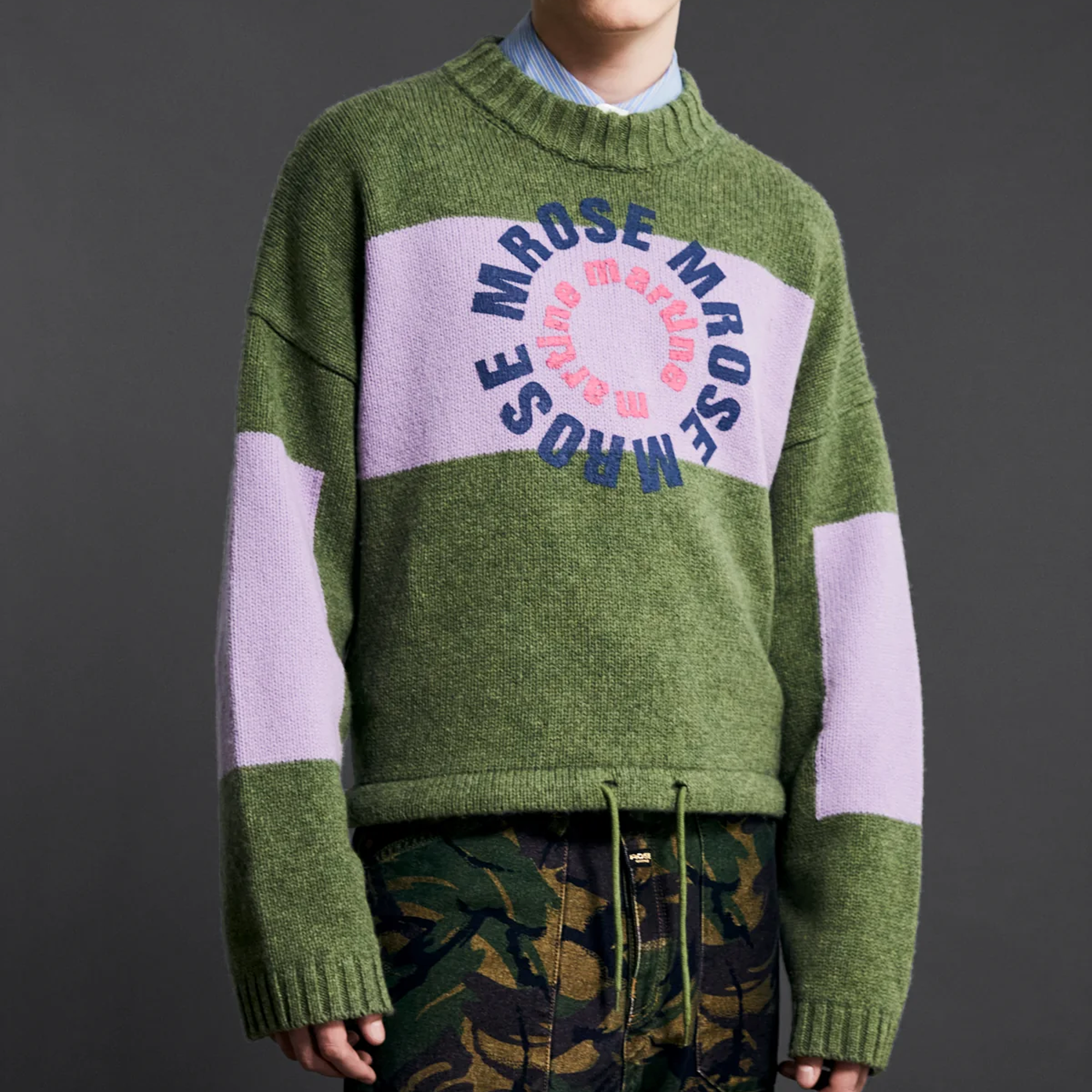 Martine Rose Intarsia Print Jumper Green