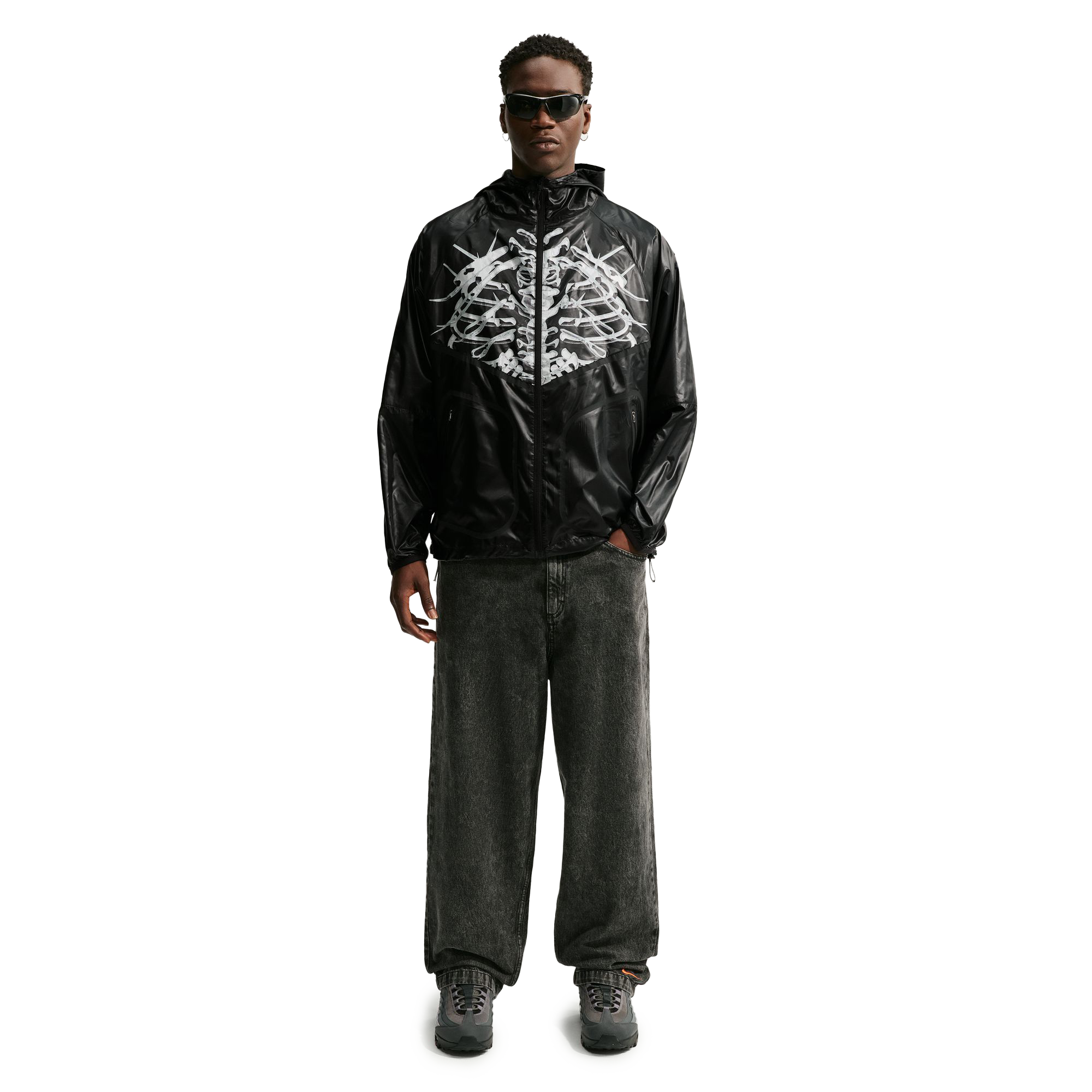 Nike Windrunner Jacket Black/White/Lt S Grey/S Orange IO1659-010