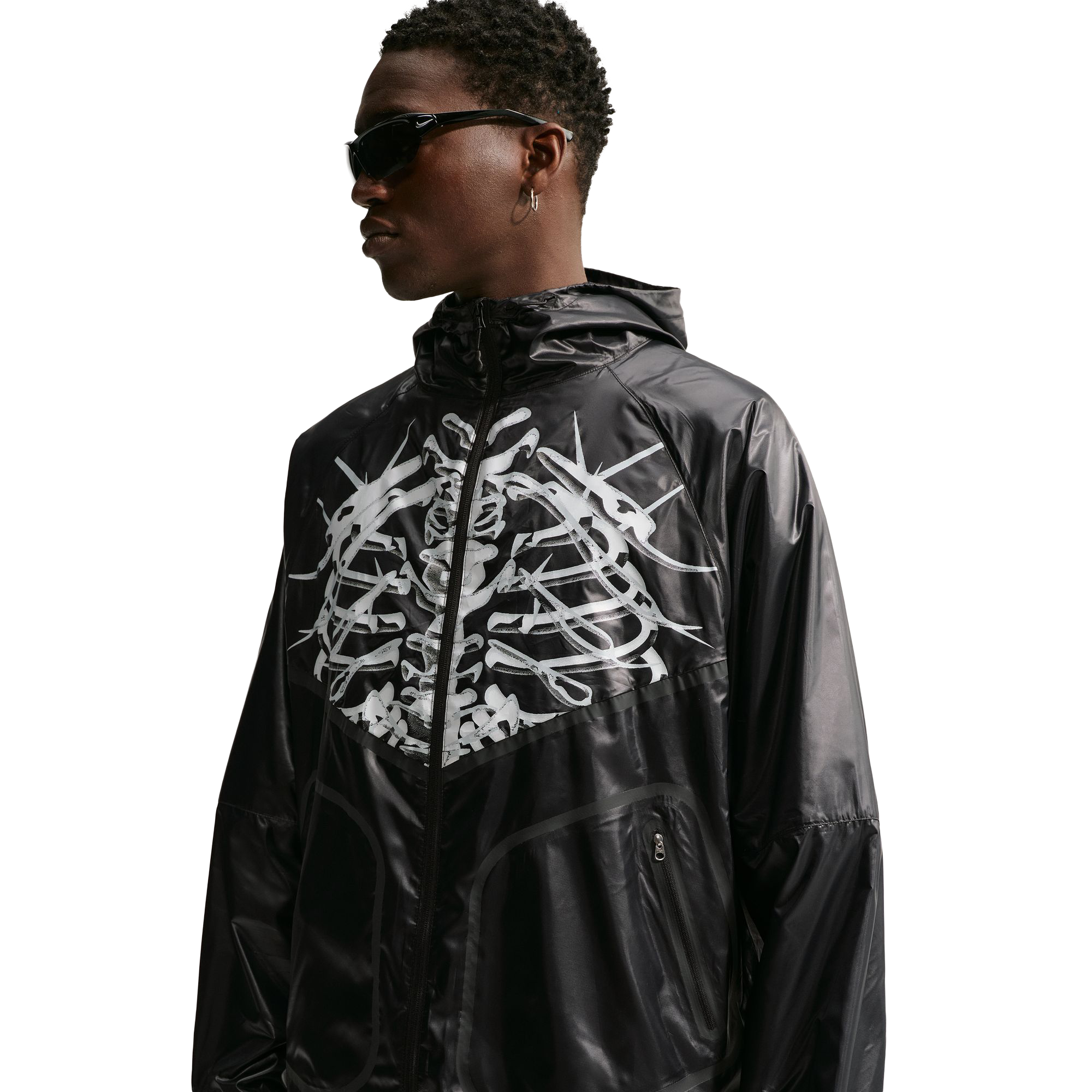 Nike Windrunner Jacket Black/White/Lt S Grey/S Orange IO1659-010
