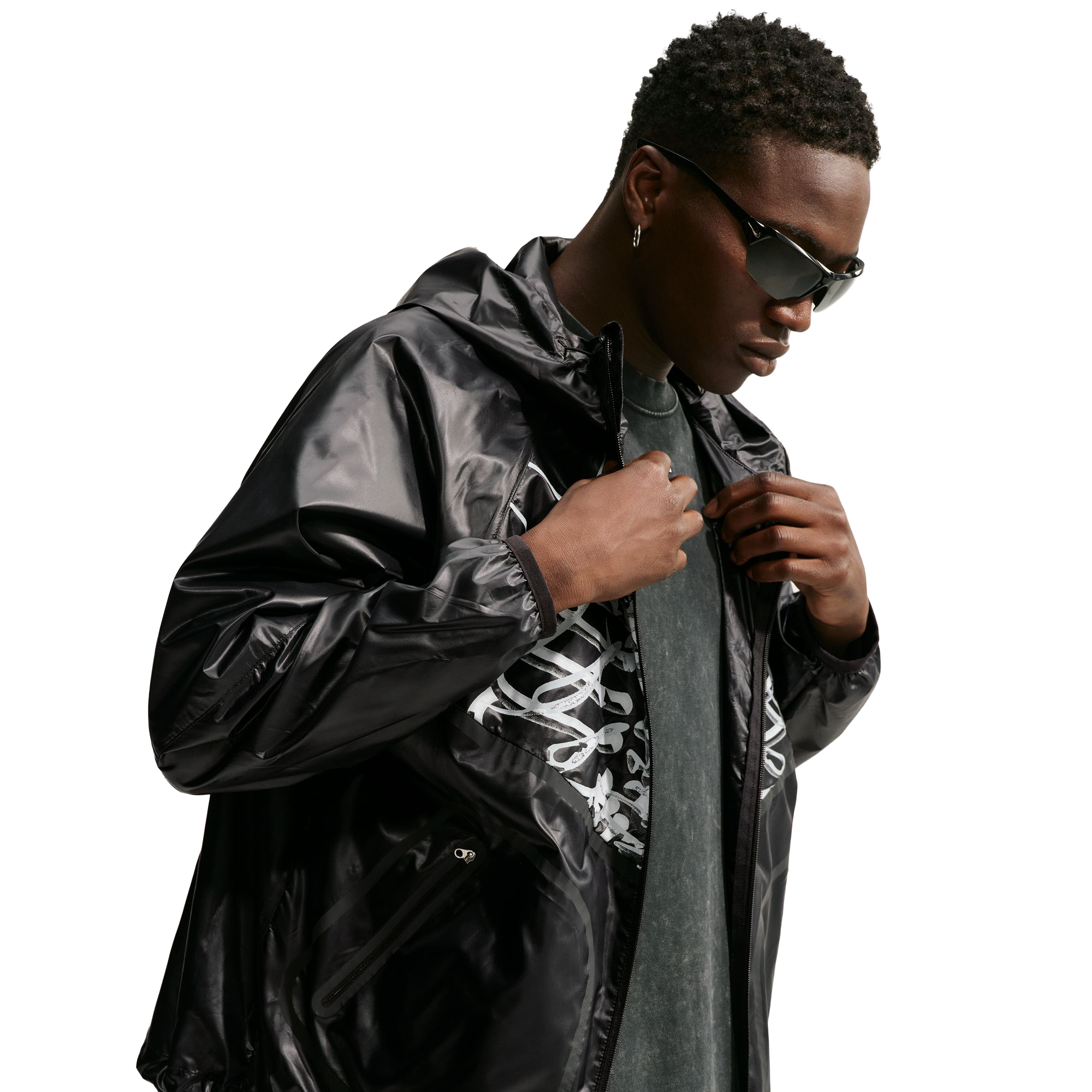Nike Windrunner Jacket Black/White/Lt S Grey/S Orange IO1659-010