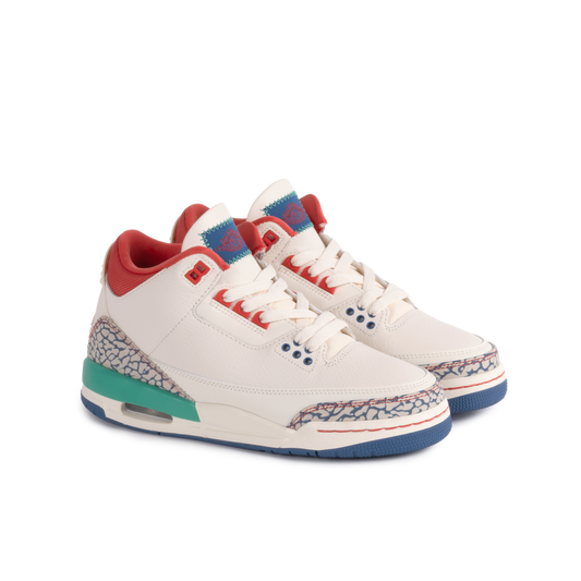 Nike Air Jordan 3 Retro "Play Your Way" (GS) Chalk/Track Red/T Blue/Kinetic Green IO2076-100