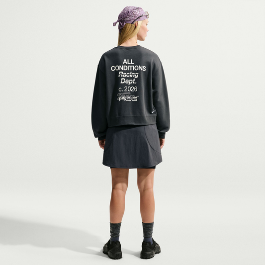 Nike ACG Women's "Tuff Fleece" Dri-FIT Crew-Neck Sweatshirt Dk Smoke Grey/White IU8168-070