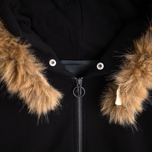 Jungles Jungles Fur Trim Hoodie Black