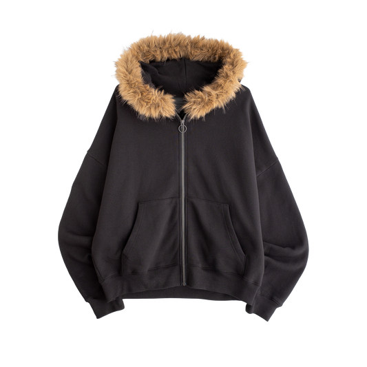 Jungles Jungles Fur Trim Hoodie Black
