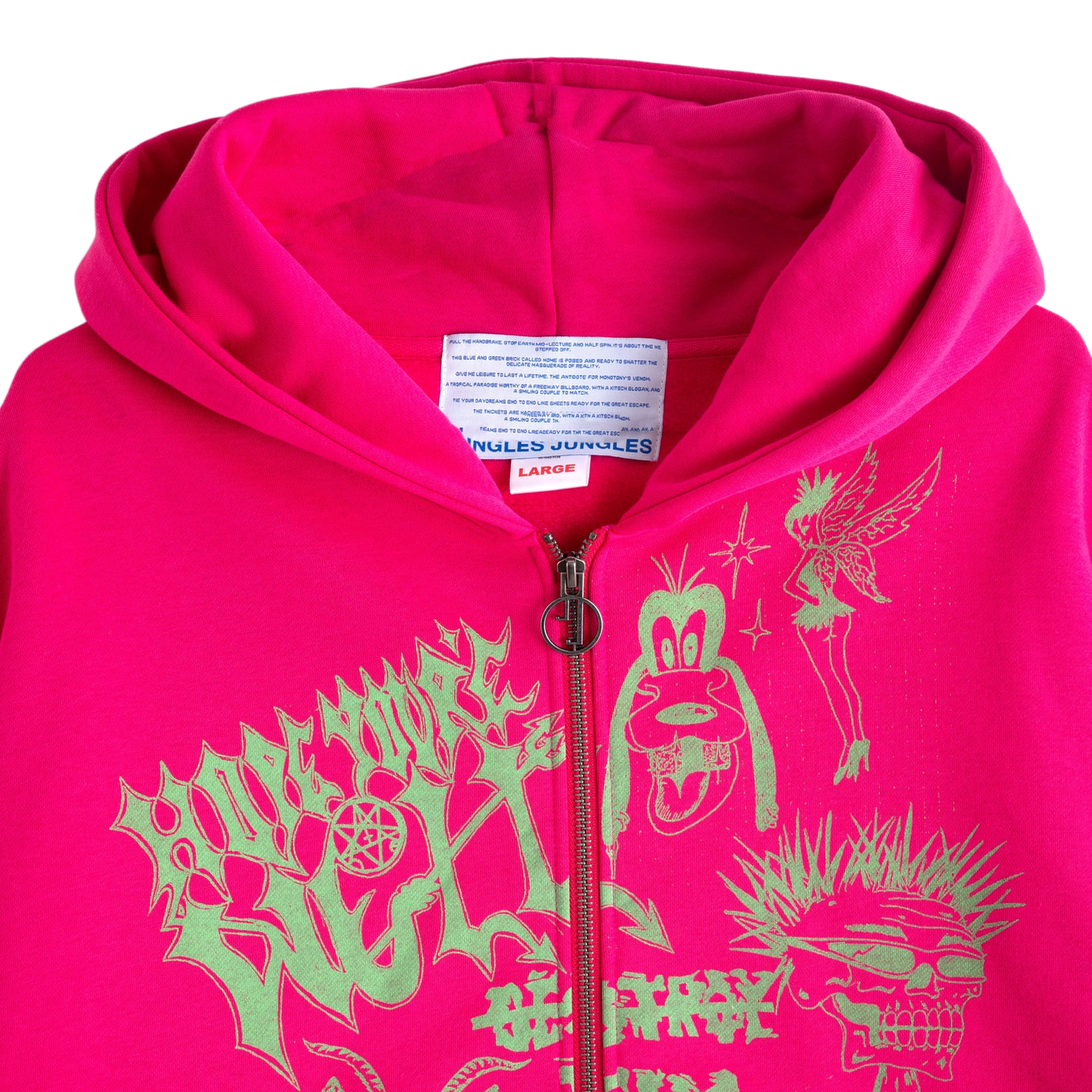 Jungles Jungles Hope You're Well Zip Hoodie Pink