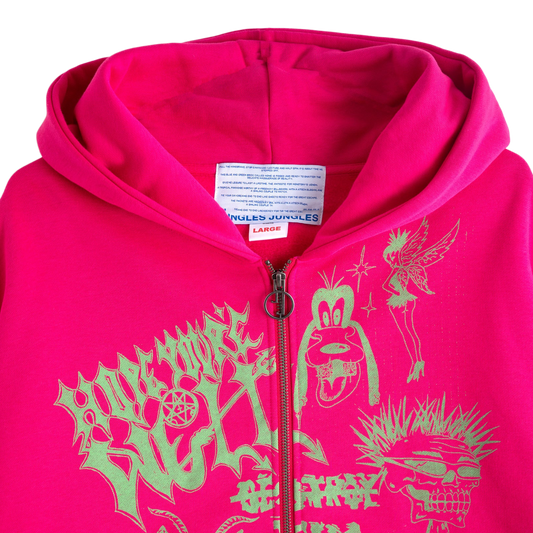 Jungles Jungles Hope You're Well Zip Hoodie Pink