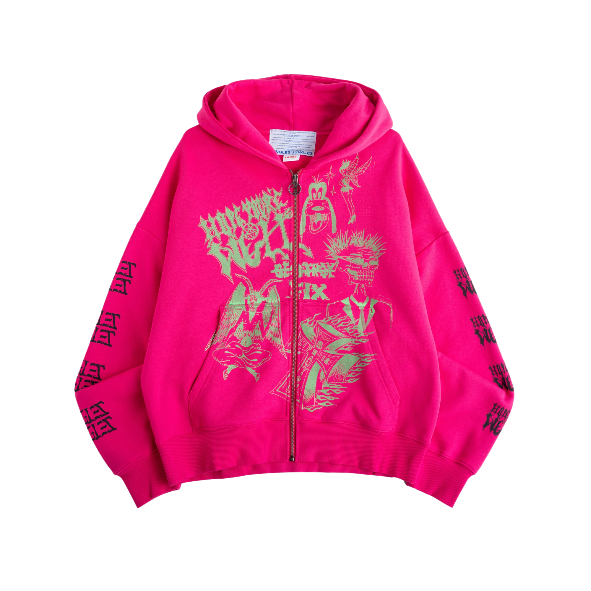 Jungles Jungles Hope You're Well Zip Hoodie Pink