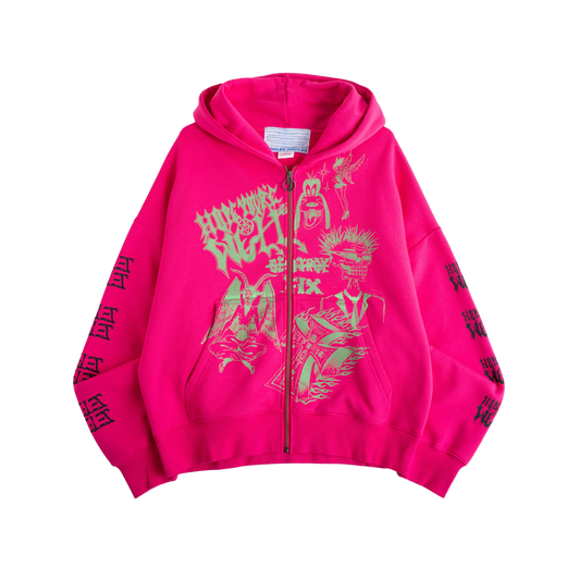 Jungles Jungles Hope You're Well Zip Hoodie Pink