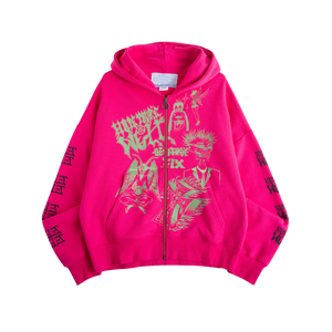 Jungles Jungles Hope You're Well Zip Hoodie Pink