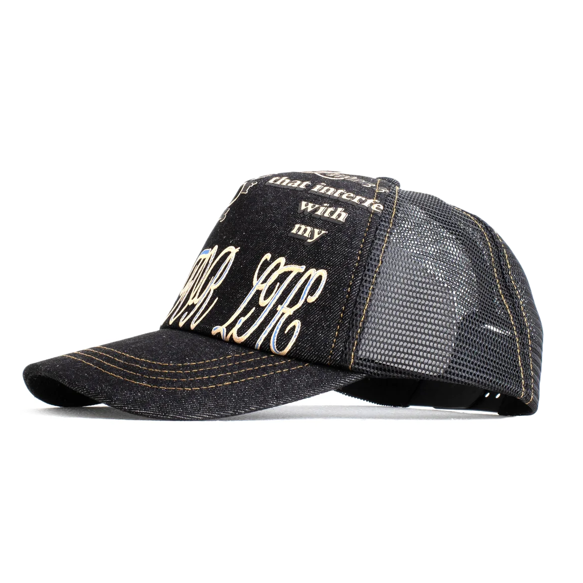 Jungles Jungles Love For Life Trucker Cap Black Denim