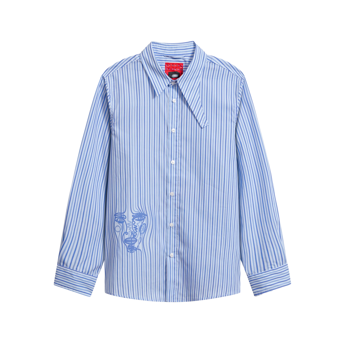 KidSuper Striped Face Button Up Chambray