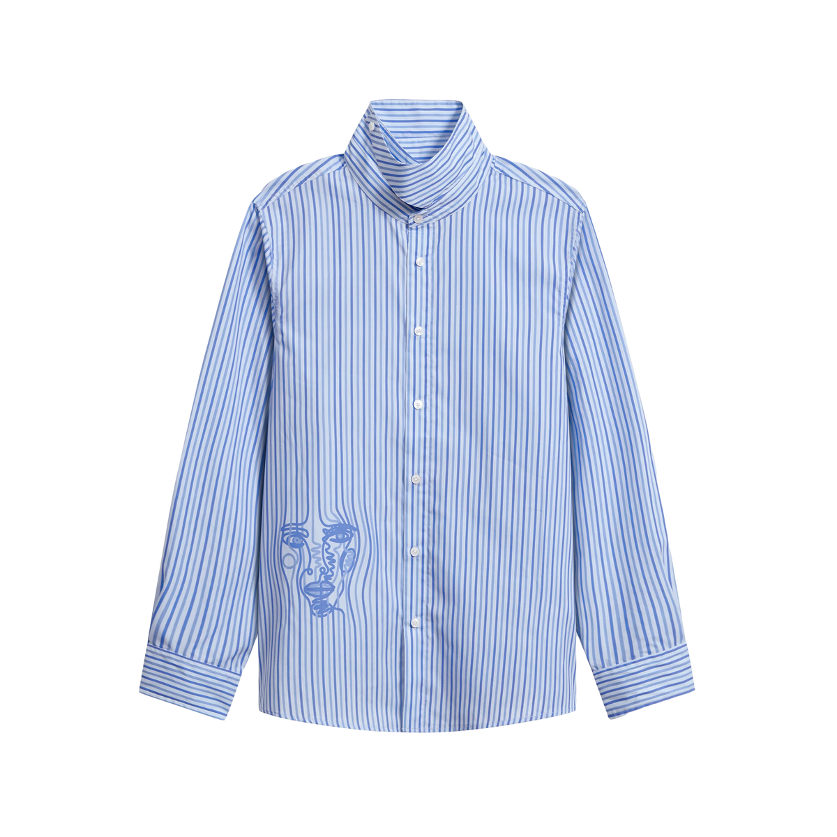 KidSuper Striped Face Button Up Chambray