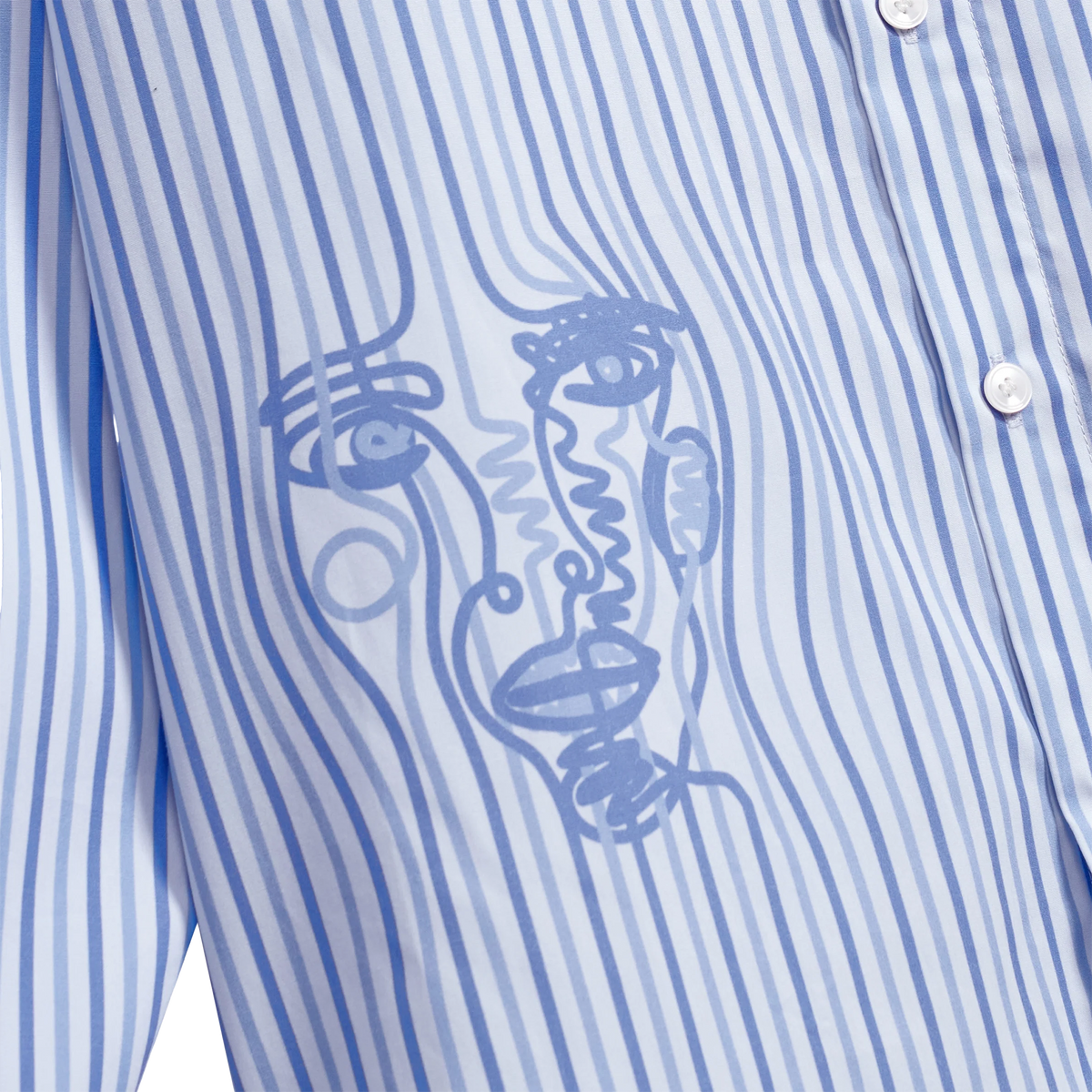 KidSuper Striped Face Button Up Chambray