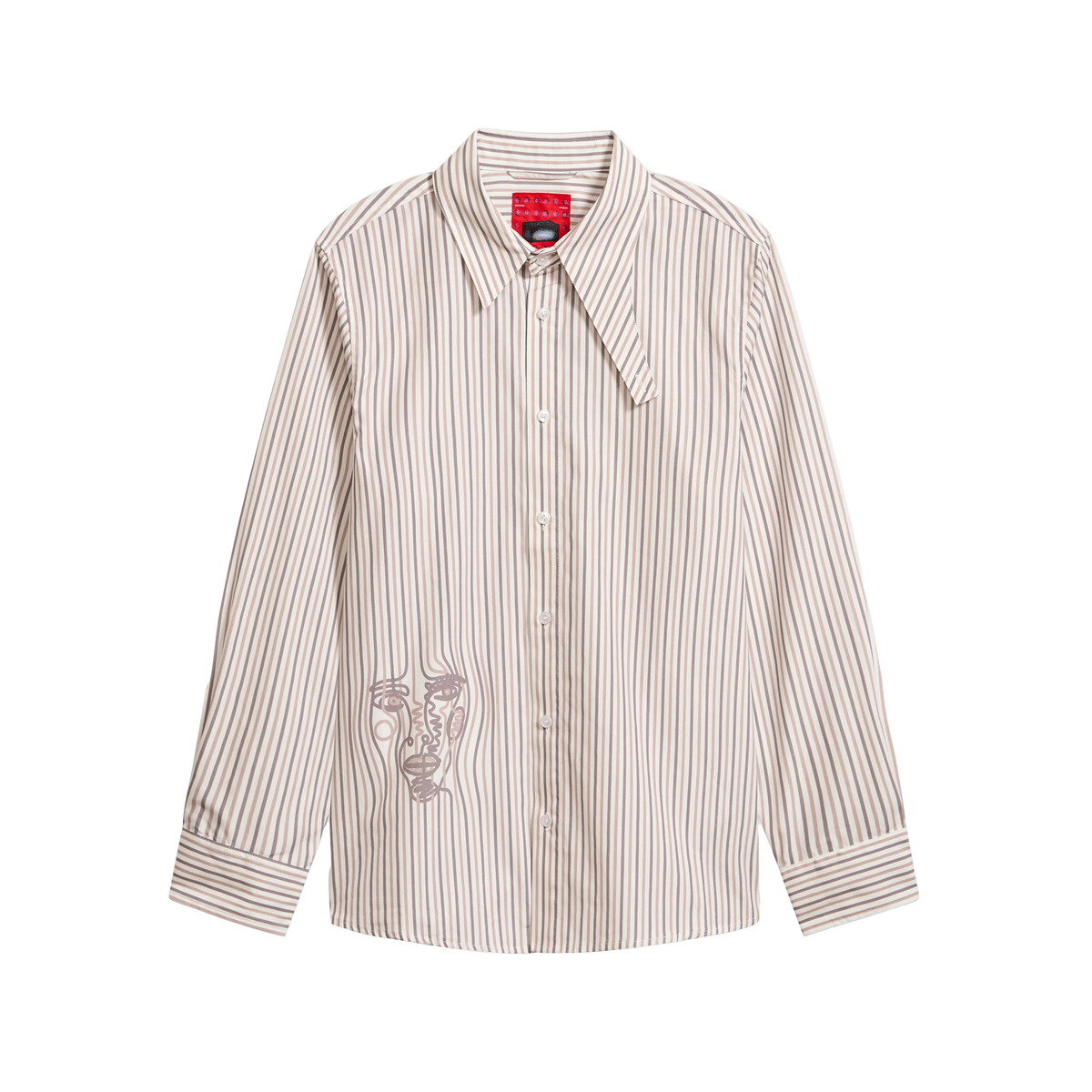 KidSuper Striped Face Button Up White