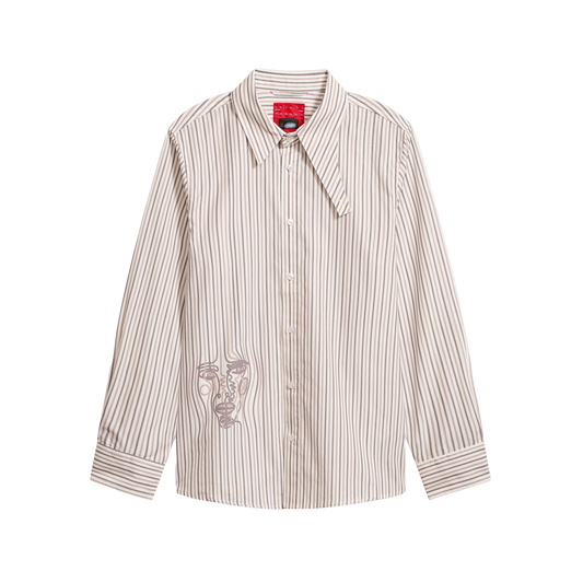 KidSuper Striped Face Button Up White
