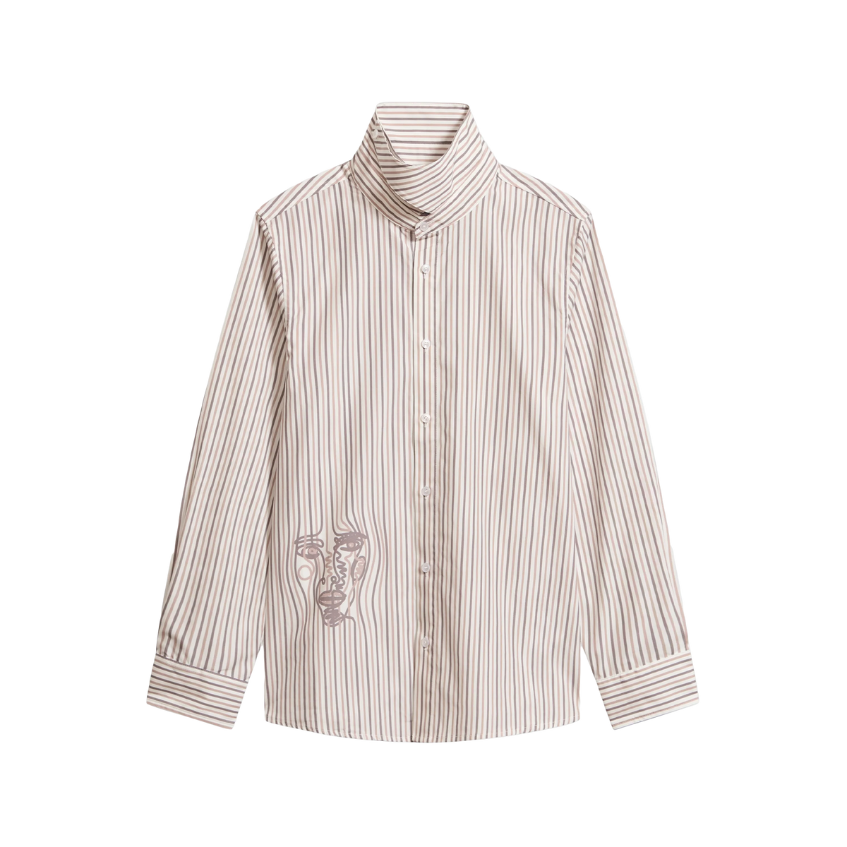 KidSuper Striped Face Button Up White