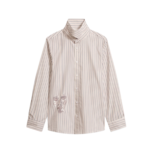 KidSuper Striped Face Button Up White