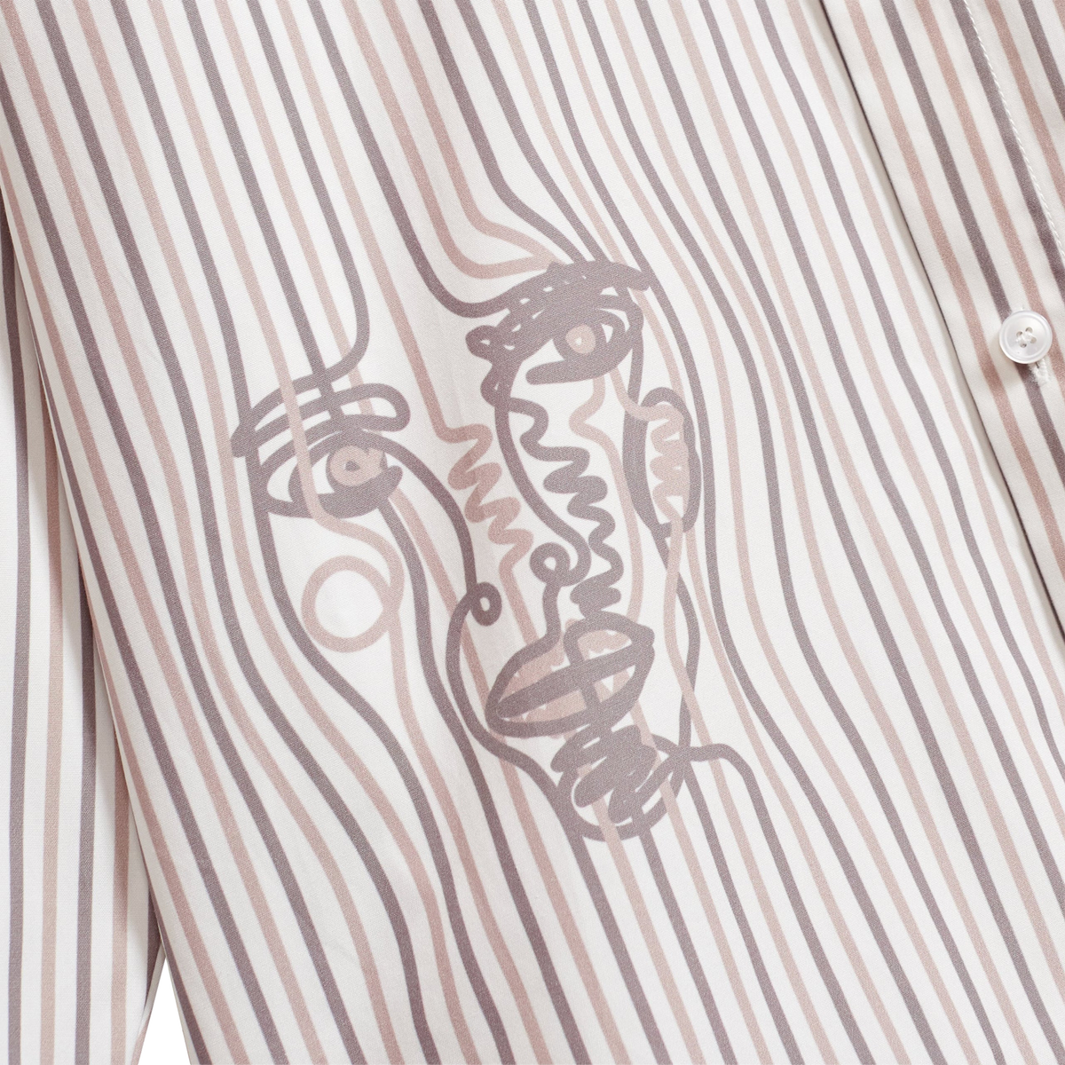 KidSuper Striped Face Button Up White