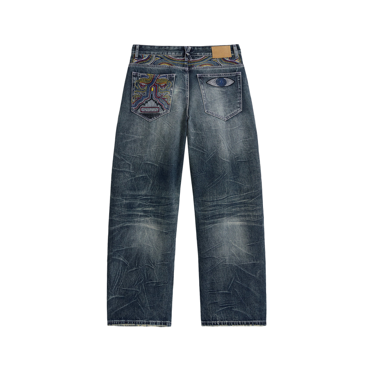 KidSuper Gemstone Eye Embroidery Jeans Washed Blue