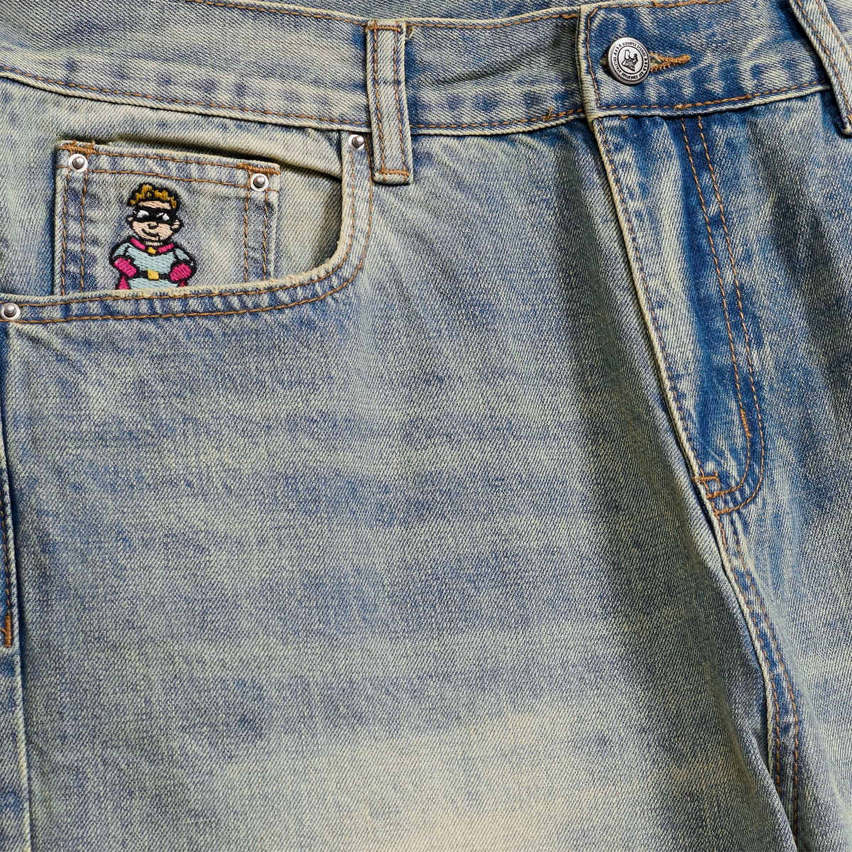 KidSuper Light Wash Dove Denim Pants Light Mud Wash