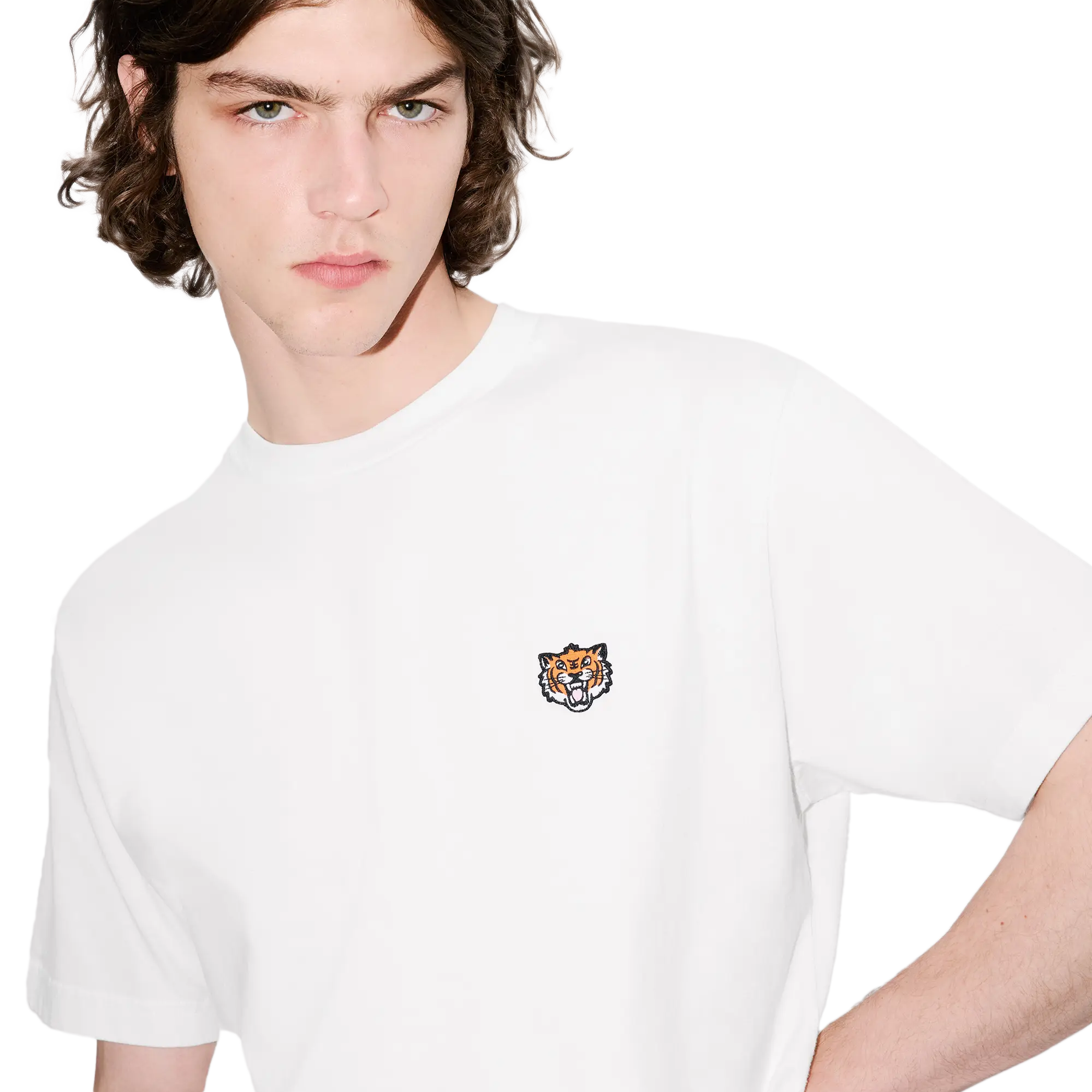 Kenzo GOTS Happy Tiger Embroidered Shirt Off White FF55TS5274SG.02