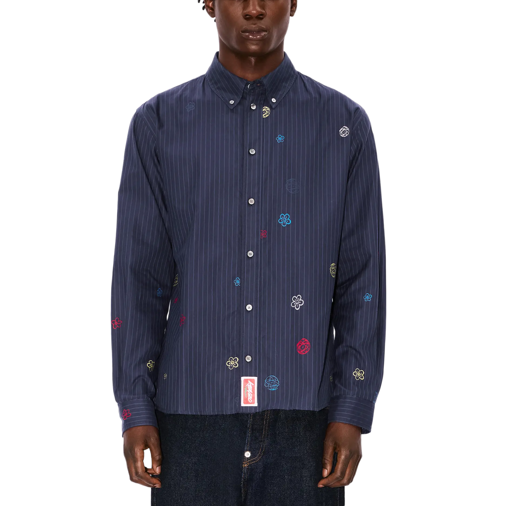 Kenzo Long Sleeve Shirt Blue Black FF65CH4109IJ.79