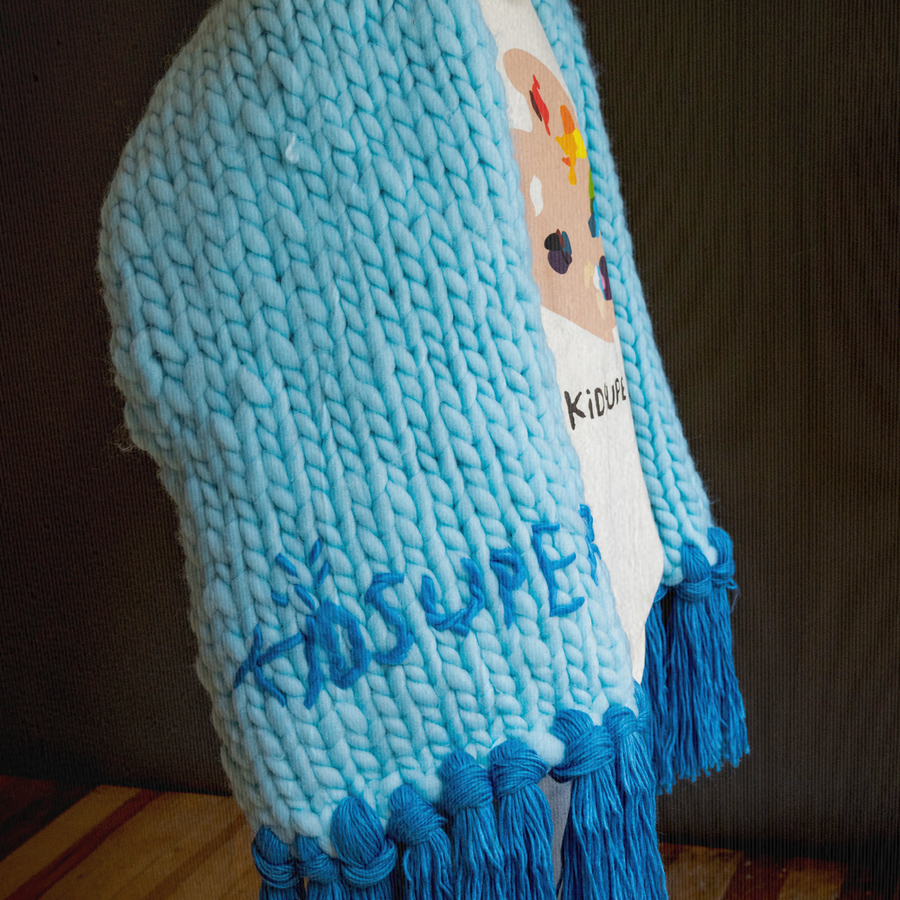 Kidsuper Hand Knit Chunky Scarf Blue