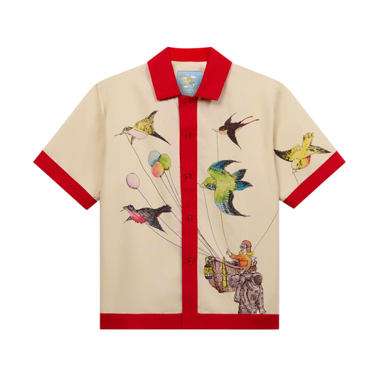 Kidsuper Balloon Birds Button Up Cream Red
