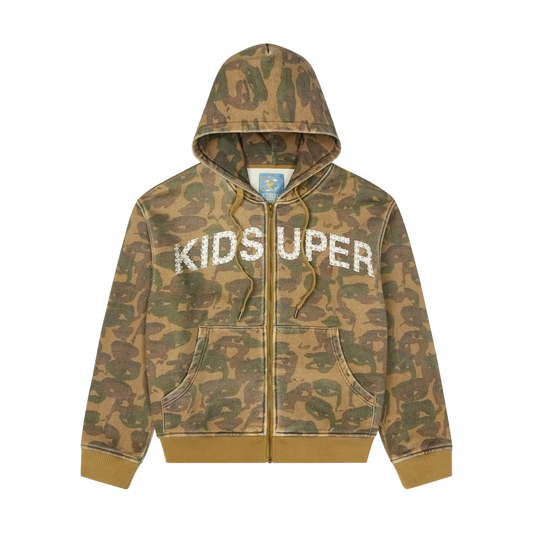 Kidsuper Face Camo Hoodie Dark Green