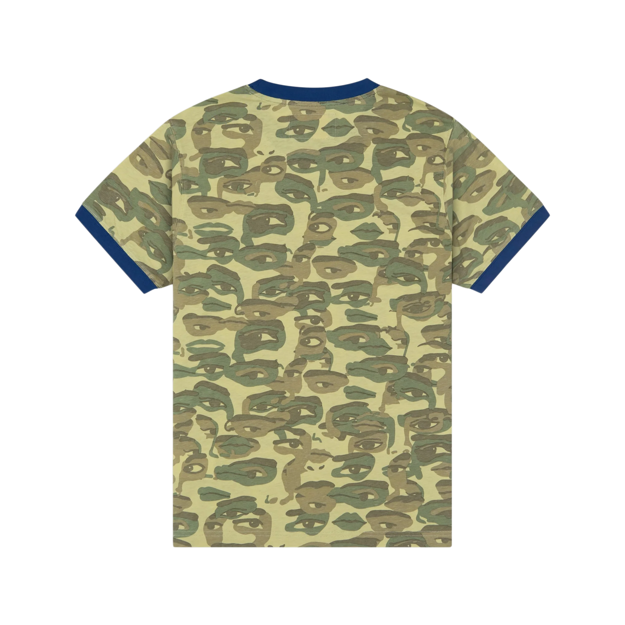 Kidsuper Face Camo Short Sleeve Shirt Heavy Wash Blue Rib