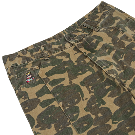 Kidsuper Face Camo Wide Leg Jean Dark Green