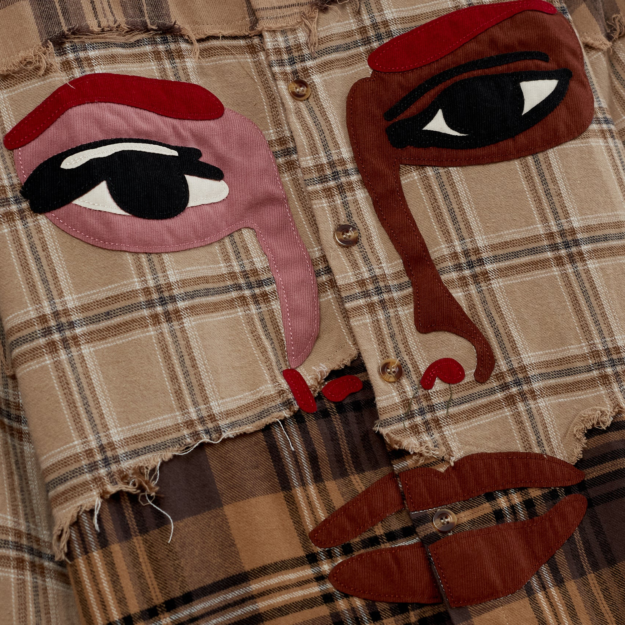 Kidsuper Face Patchworked Flannel Red