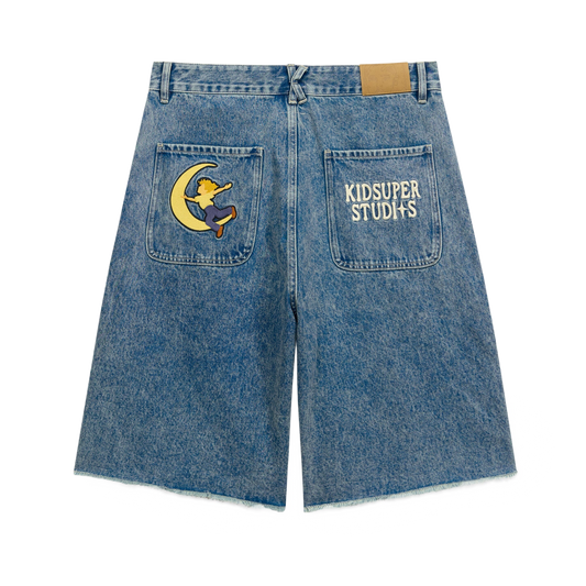 Kidsuper Patches Denim Long Short Dark Blue