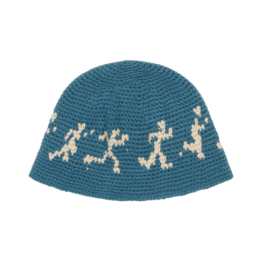 Kidsuper Running Guys Crochet Hat Blue