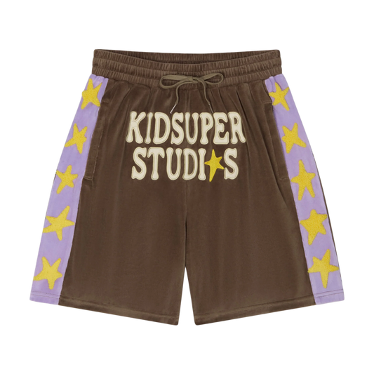 Kidsuper Velour Stars Shorts Brown